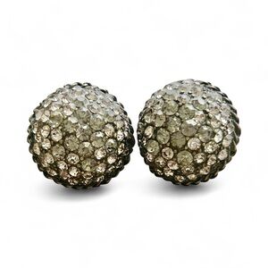 Vintage ABS Pave Rhinestone Domed Stud Earrings Vintage Glam